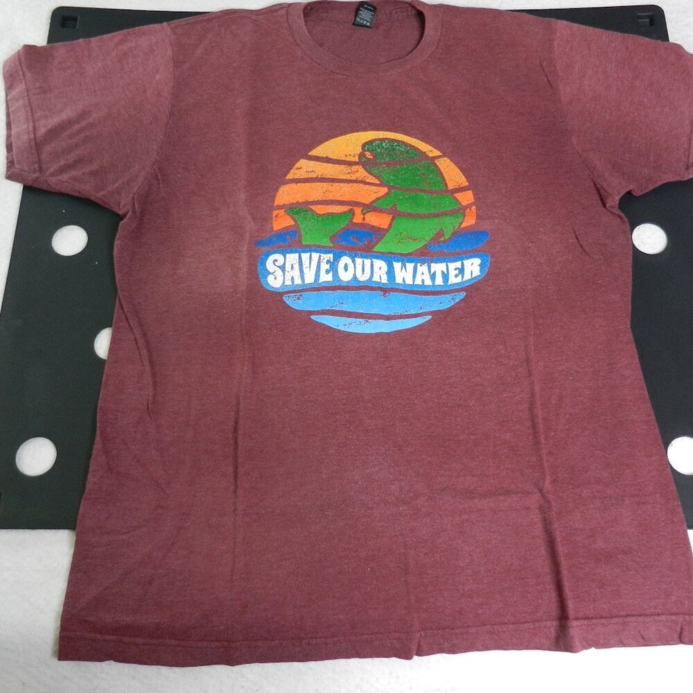 Save Our Water Graphic T-Shirt Adult Size Large Red Retro Logo‎ Cotton